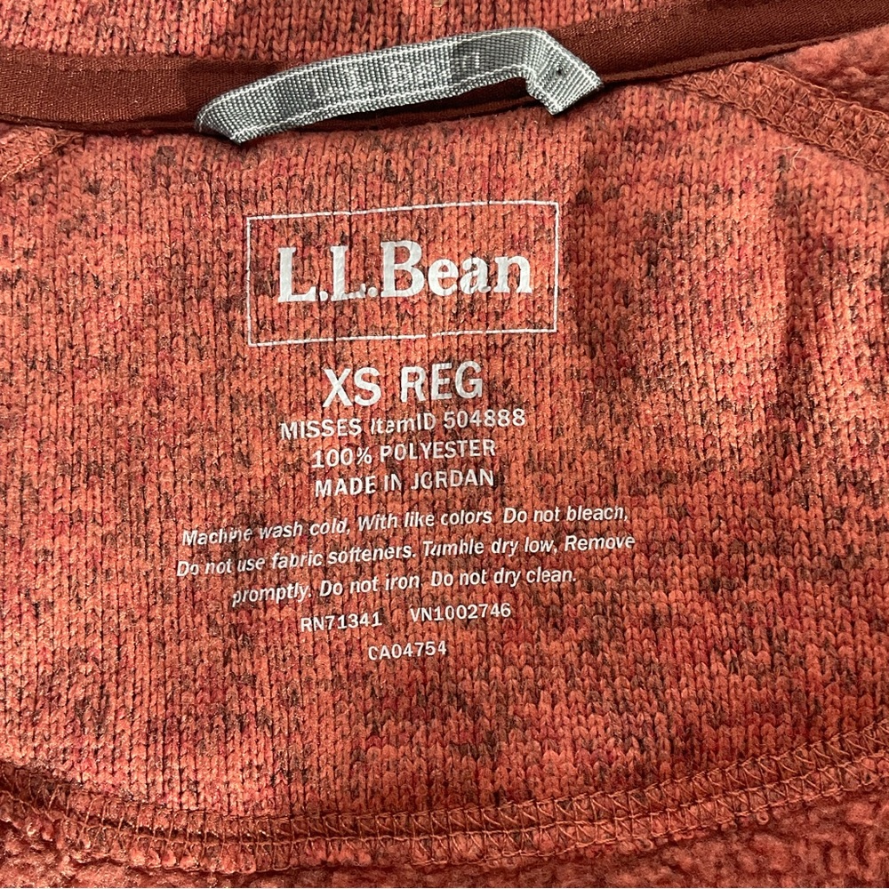 LL Bean Sweater Fleece Full-Zip Long Sleeve Front Pockets Chest Logo Jacket XS - Picture 2 of 15